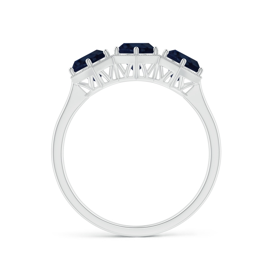 5mm A Aeon Art Deco Three Stone Sapphire Hexagonal Engagement Ring in White Gold side-1