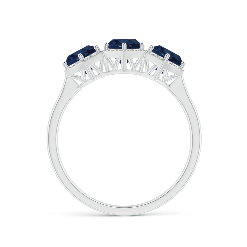 5mm AA Aeon Art Deco Three Stone Sapphire Hexagonal Engagement Ring in White Gold side-1