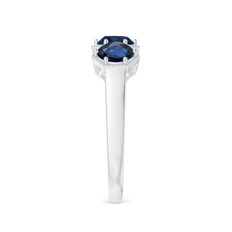 5mm AA Aeon Art Deco Three Stone Sapphire Hexagonal Engagement Ring in White Gold side-2