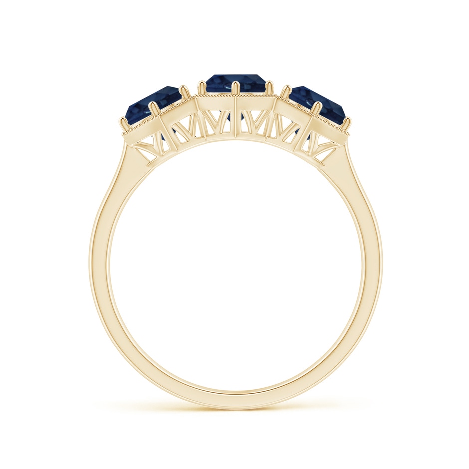 5mm AA Aeon Art Deco Three Stone Sapphire Hexagonal Engagement Ring in Yellow Gold side-1