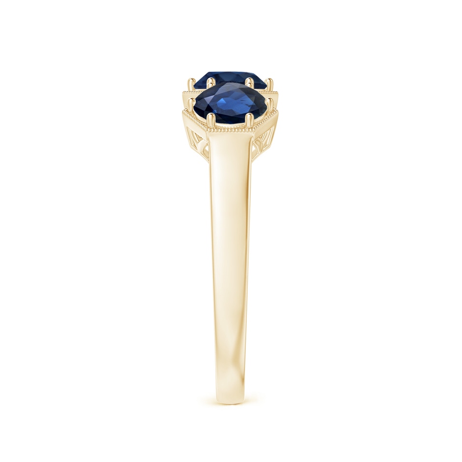 5mm AA Aeon Art Deco Three Stone Sapphire Hexagonal Engagement Ring in Yellow Gold side-2