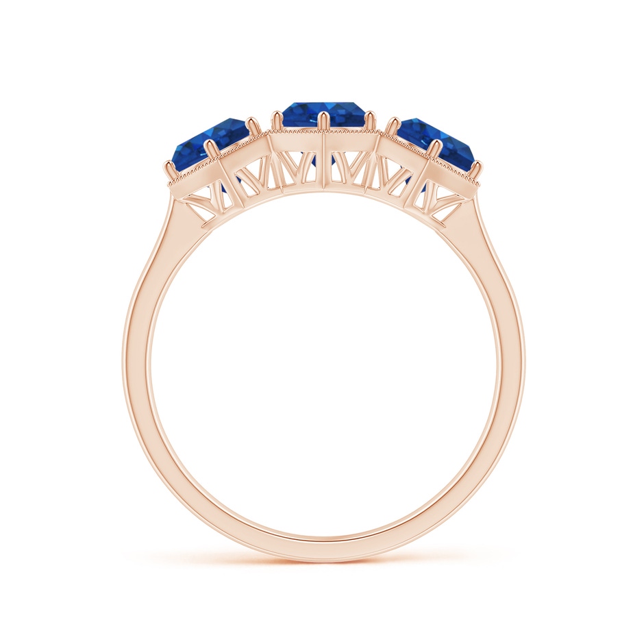 5mm AAA Aeon Art Deco Three Stone Sapphire Hexagonal Engagement Ring in Rose Gold side-1