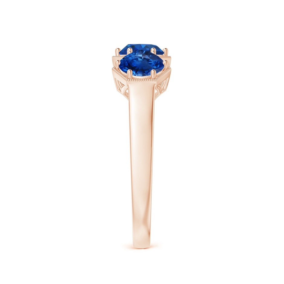 5mm AAA Aeon Art Deco Three Stone Sapphire Hexagonal Engagement Ring in Rose Gold side-2
