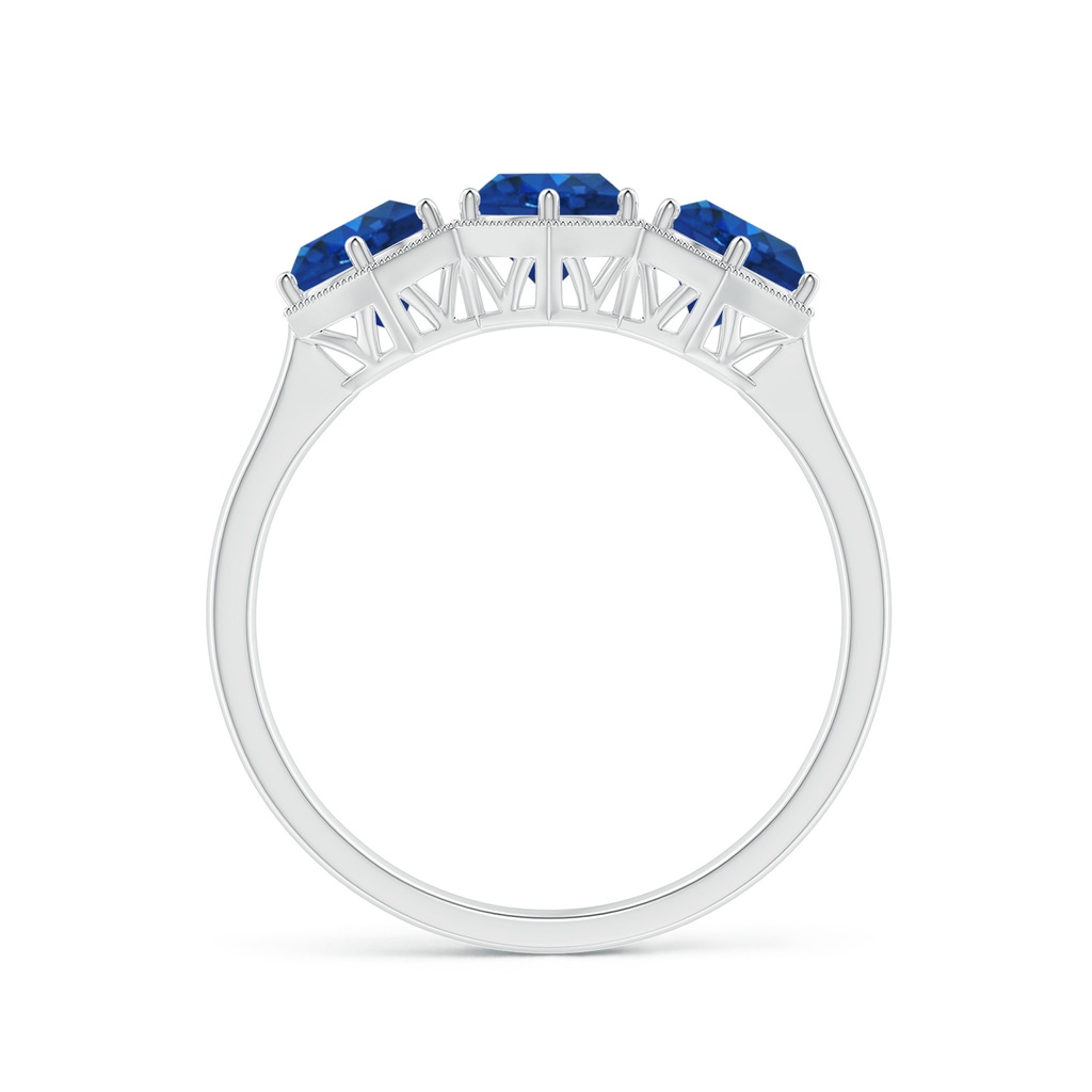 5mm AAA Aeon Art Deco Three Stone Sapphire Hexagonal Engagement Ring in White Gold - side_1
