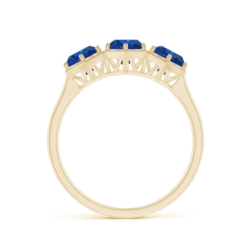 5mm AAA Aeon Art Deco Three Stone Sapphire Hexagonal Engagement Ring in Yellow Gold - side_1