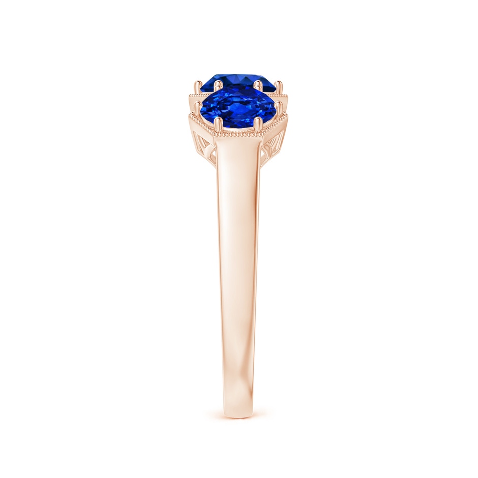 5mm AAAA Aeon Art Deco Three Stone Sapphire Hexagonal Engagement Ring in Rose Gold side-2