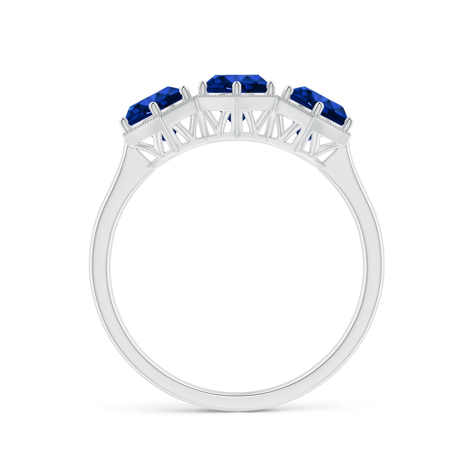 5mm AAAA Aeon Art Deco Three Stone Sapphire Hexagonal Engagement Ring in White Gold side-1