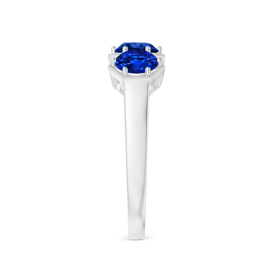 5mm AAAA Aeon Art Deco Three Stone Sapphire Hexagonal Engagement Ring in White Gold side-2