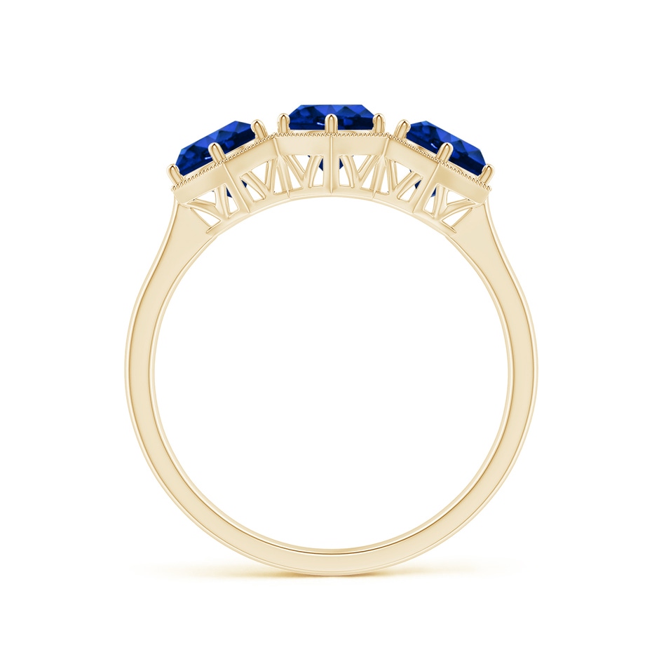 5mm AAAA Aeon Art Deco Three Stone Sapphire Hexagonal Engagement Ring in Yellow Gold side-1
