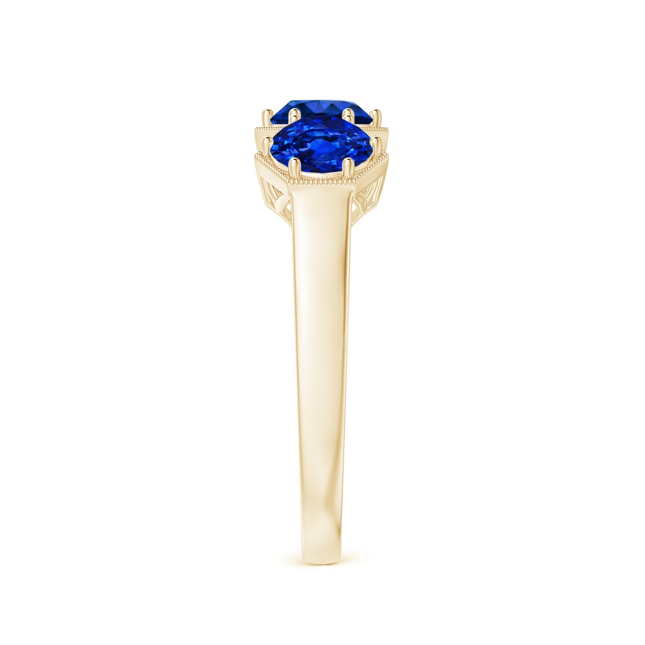 5mm AAAA Aeon Art Deco Three Stone Sapphire Hexagonal Engagement Ring in Yellow Gold side-2