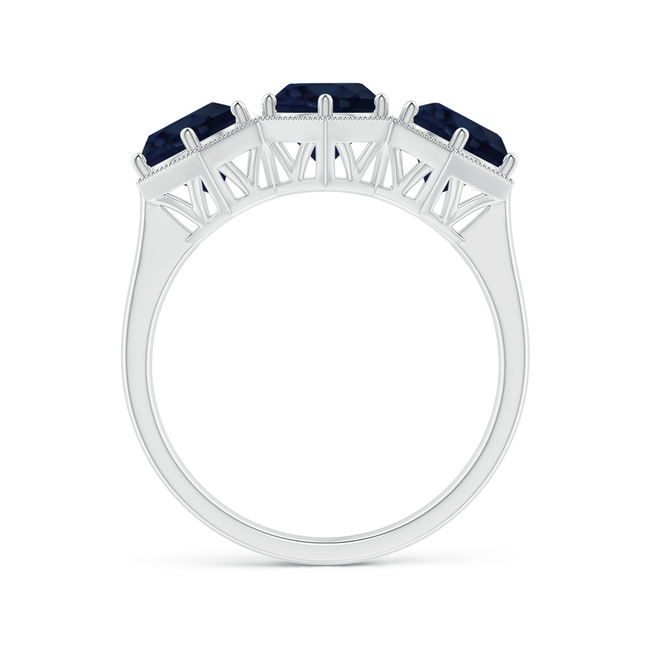 6mm A Aeon Art Deco Three Stone Sapphire Hexagonal Engagement Ring in 18K White Gold side-1