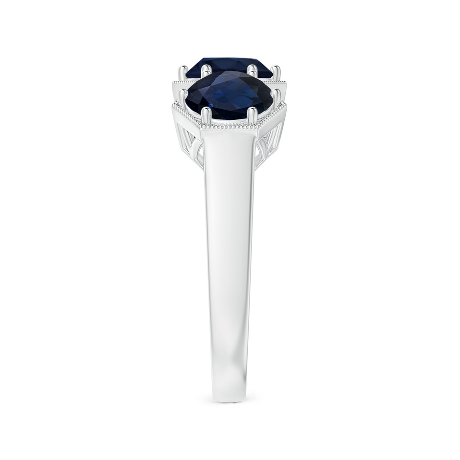 6mm A Aeon Art Deco Three Stone Sapphire Hexagonal Engagement Ring in 18K White Gold side-2