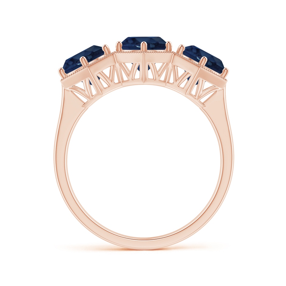 6mm AA Aeon Art Deco Three Stone Sapphire Hexagonal Engagement Ring in 18K Rose Gold side-1