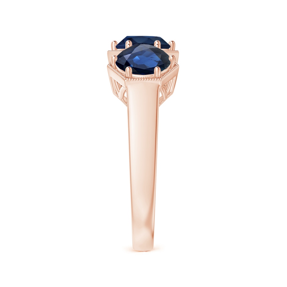 6mm AA Aeon Art Deco Three Stone Sapphire Hexagonal Engagement Ring in 18K Rose Gold side-2