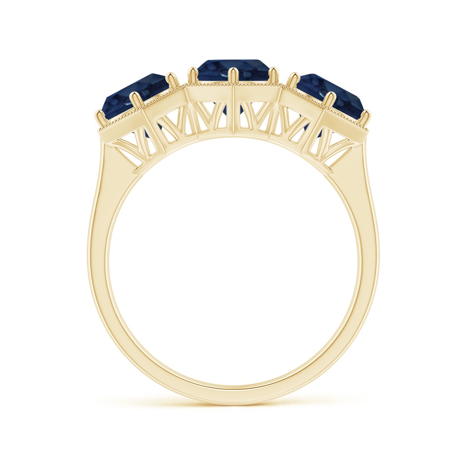 6mm AA Aeon Art Deco Three Stone Sapphire Hexagonal Engagement Ring in 18K Yellow Gold side-1