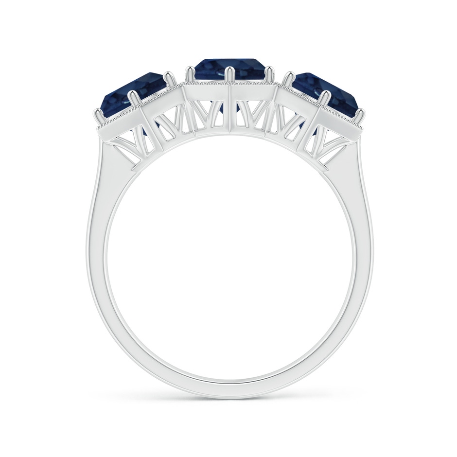 6mm AA Aeon Art Deco Three Stone Sapphire Hexagonal Engagement Ring in White Gold side-1
