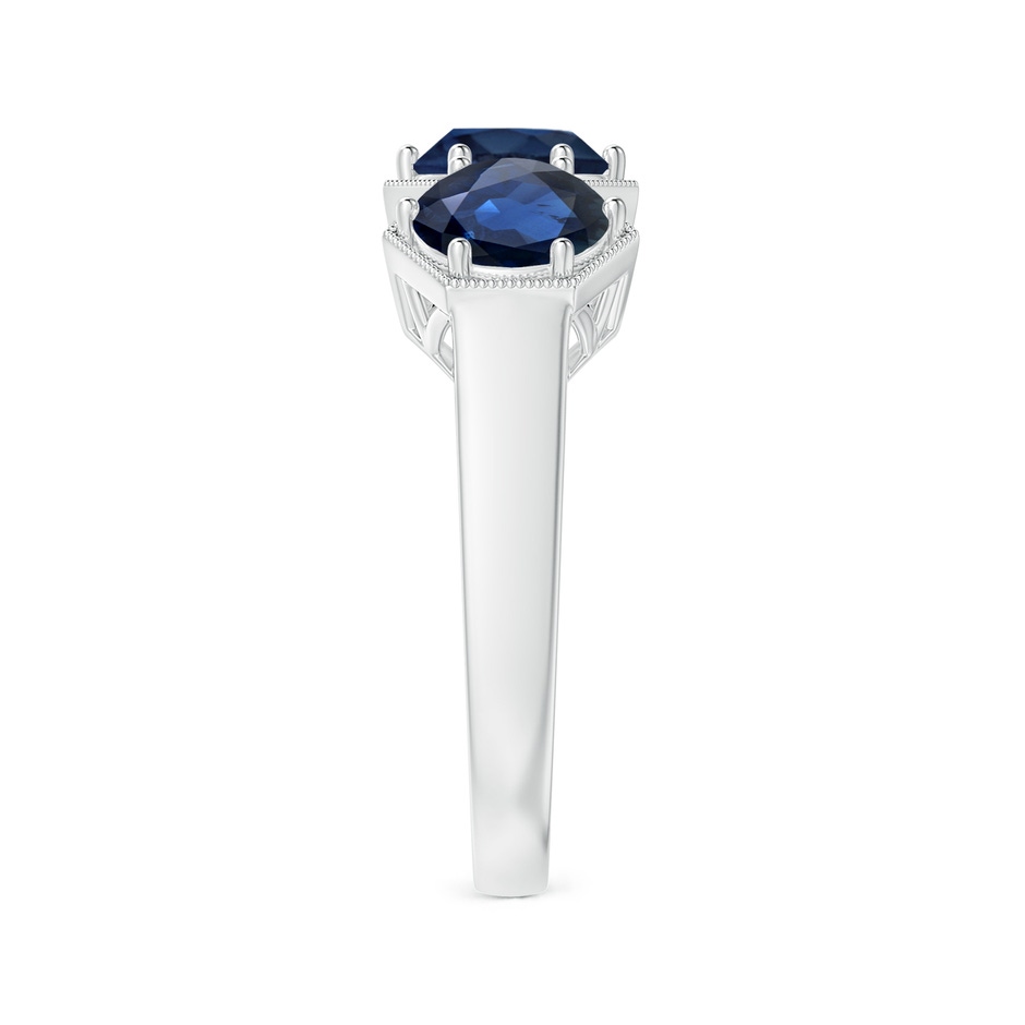 6mm AA Aeon Art Deco Three Stone Sapphire Hexagonal Engagement Ring in White Gold side-2
