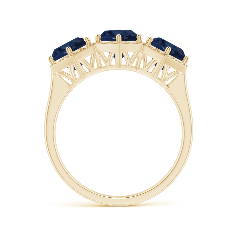 6mm AA Aeon Art Deco Three Stone Sapphire Hexagonal Engagement Ring in Yellow Gold side-1