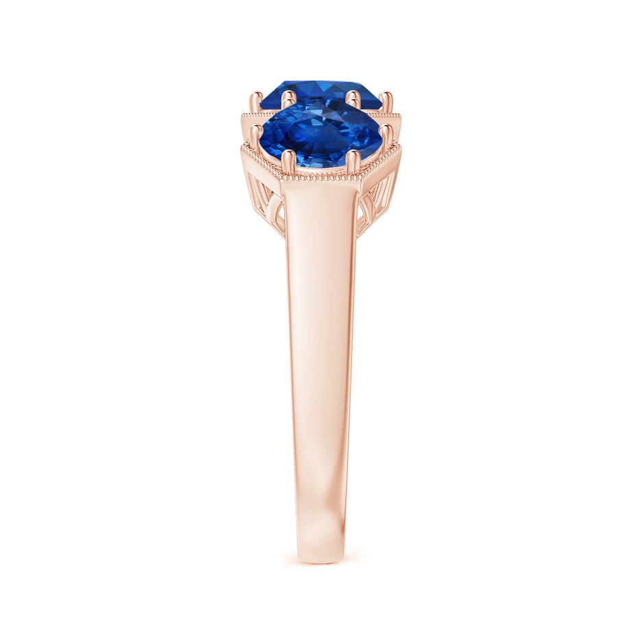 6mm AAA Aeon Art Deco Three Stone Sapphire Hexagonal Engagement Ring in 18K Rose Gold side-2