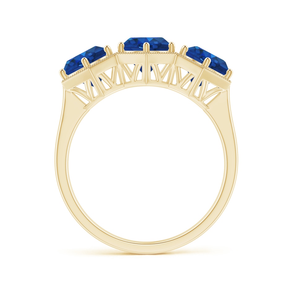 6mm AAA Aeon Art Deco Three Stone Sapphire Hexagonal Engagement Ring in 18K Yellow Gold side-1