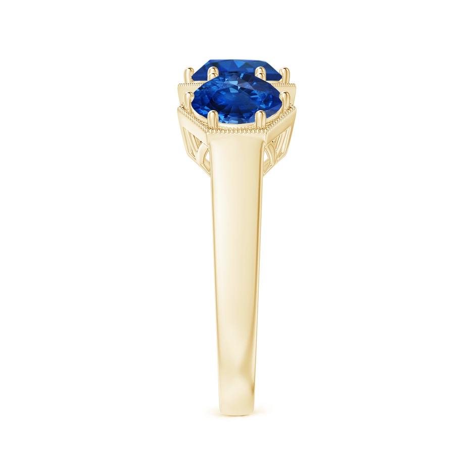6mm AAA Aeon Art Deco Three Stone Sapphire Hexagonal Engagement Ring in 18K Yellow Gold side-2