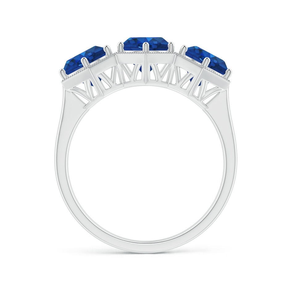 6mm AAA Aeon Art Deco Three Stone Sapphire Hexagonal Engagement Ring in White Gold side-1