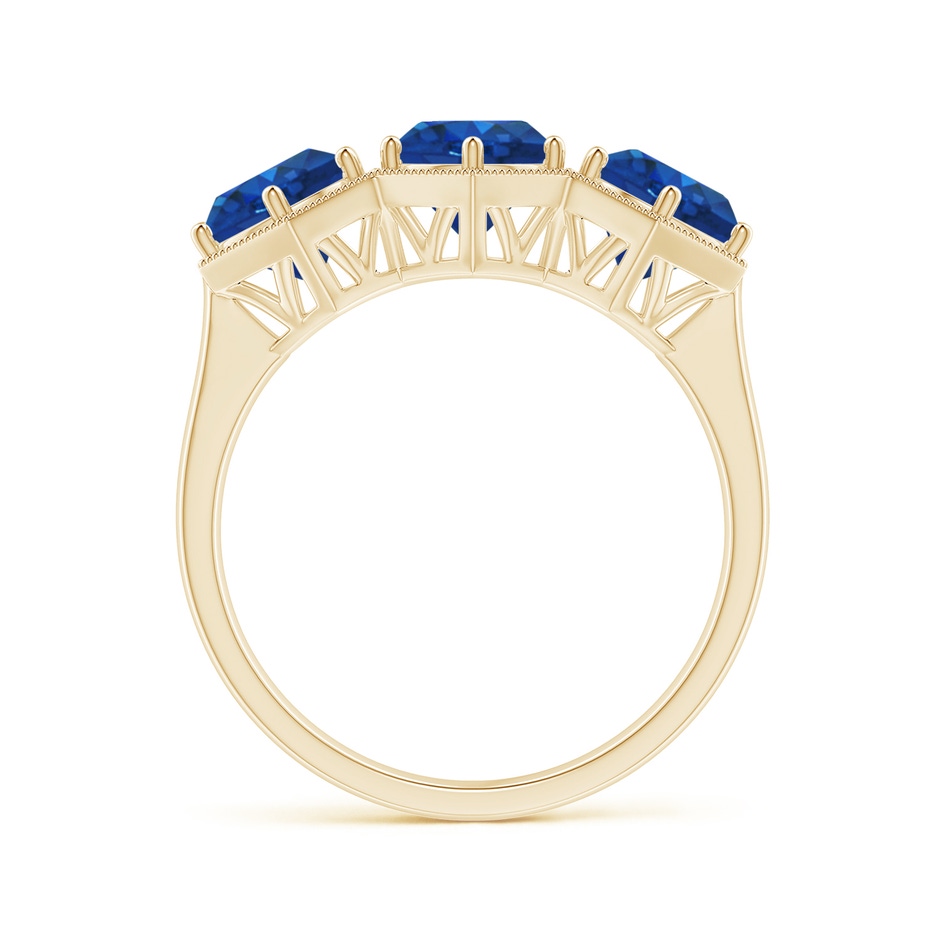 6mm AAA Aeon Art Deco Three Stone Sapphire Hexagonal Engagement Ring in Yellow Gold side-1