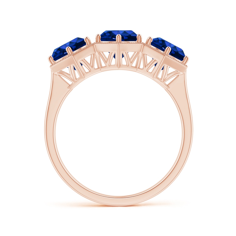 6mm AAAA Aeon Art Deco Three Stone Sapphire Hexagonal Engagement Ring in 18K Rose Gold side-1