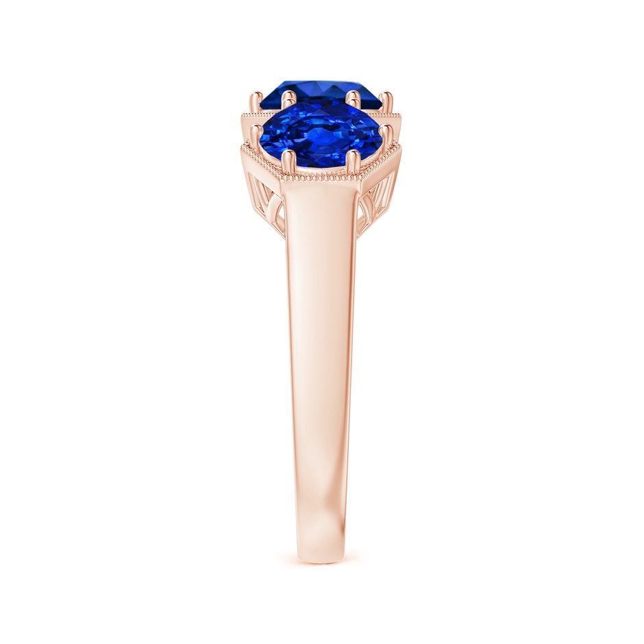 6mm AAAA Aeon Art Deco Three Stone Sapphire Hexagonal Engagement Ring in 18K Rose Gold side-2