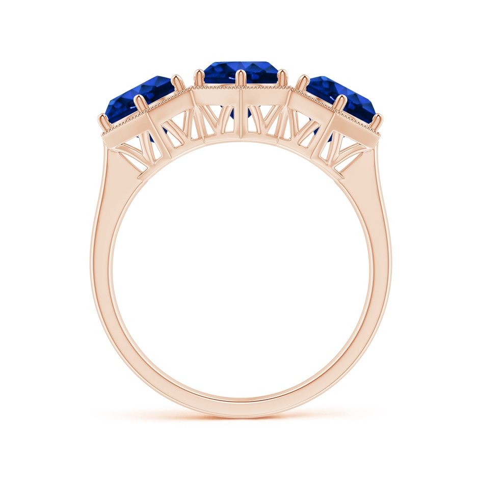 6mm AAAA Aeon Art Deco Three Stone Sapphire Hexagonal Engagement Ring in Rose Gold side-1