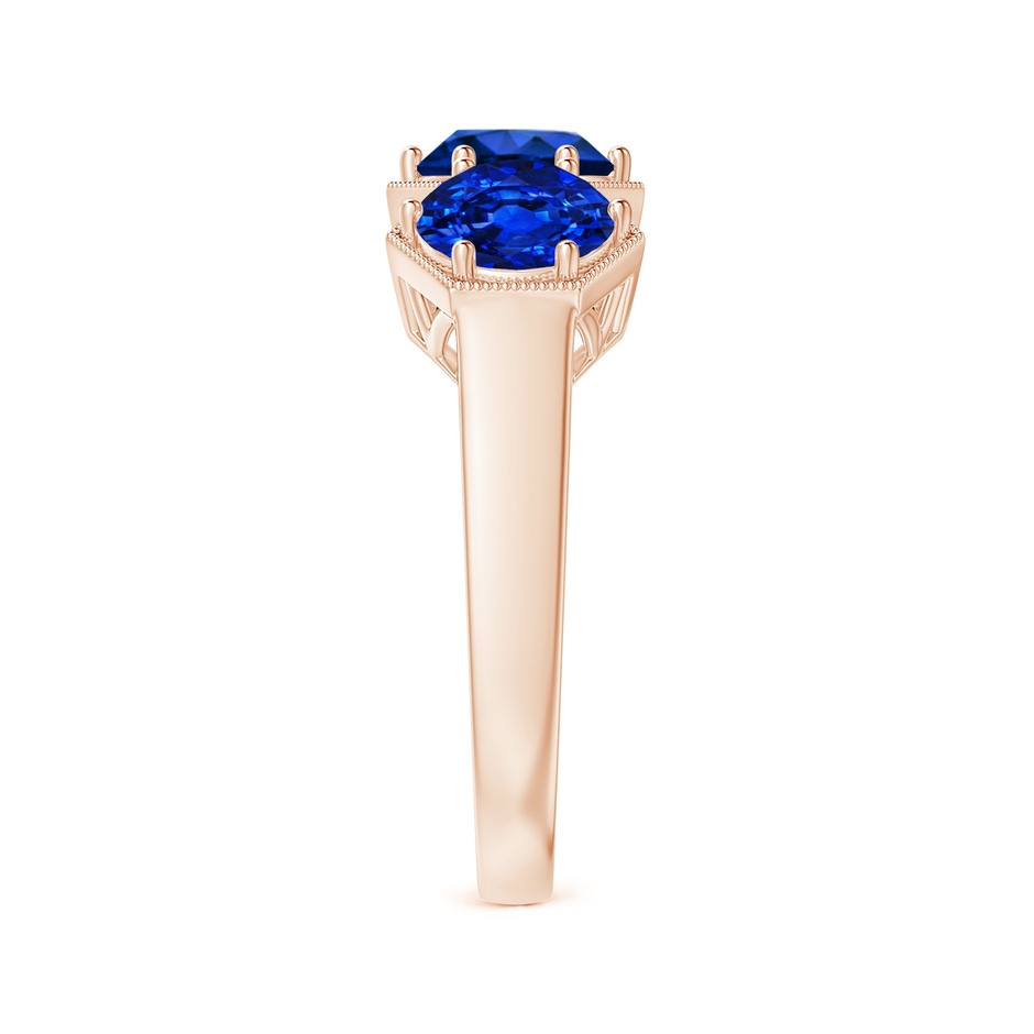 6mm AAAA Aeon Art Deco Three Stone Sapphire Hexagonal Engagement Ring in Rose Gold side-2