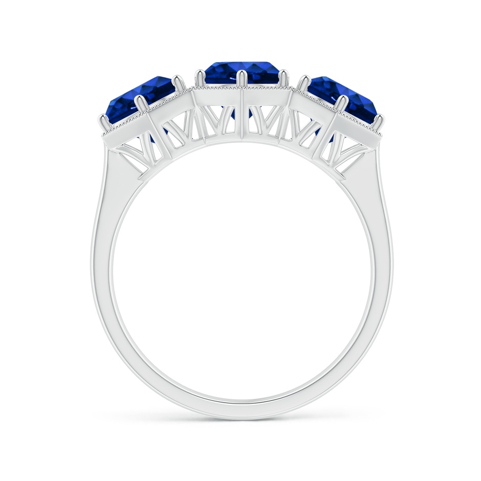 6mm AAAA Aeon Art Deco Three Stone Sapphire Hexagonal Engagement Ring in White Gold side-1