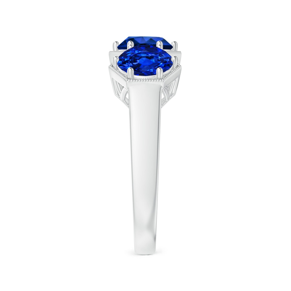 6mm AAAA Aeon Art Deco Three Stone Sapphire Hexagonal Engagement Ring in White Gold side-2