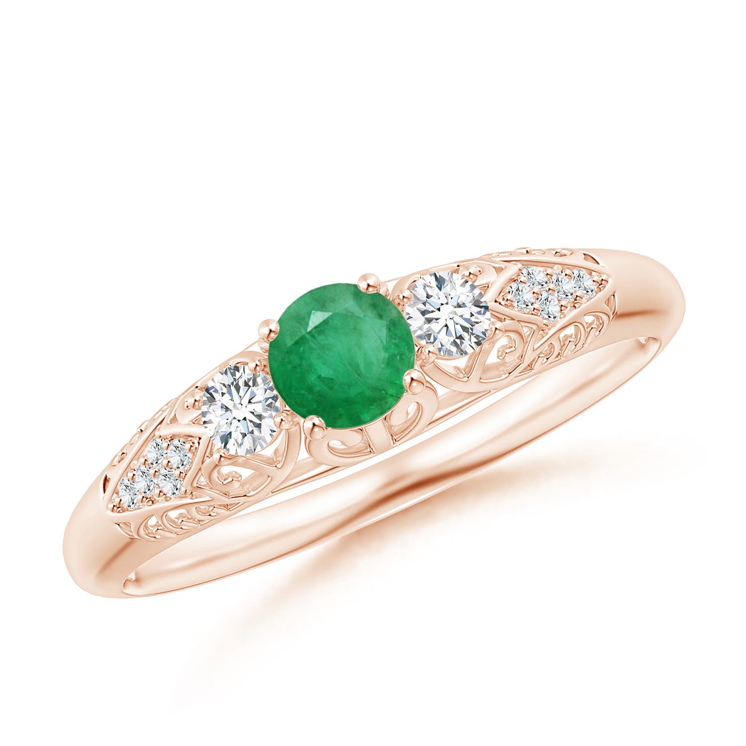 A - Emerald / 0.43 CT / 14 KT Rose Gold