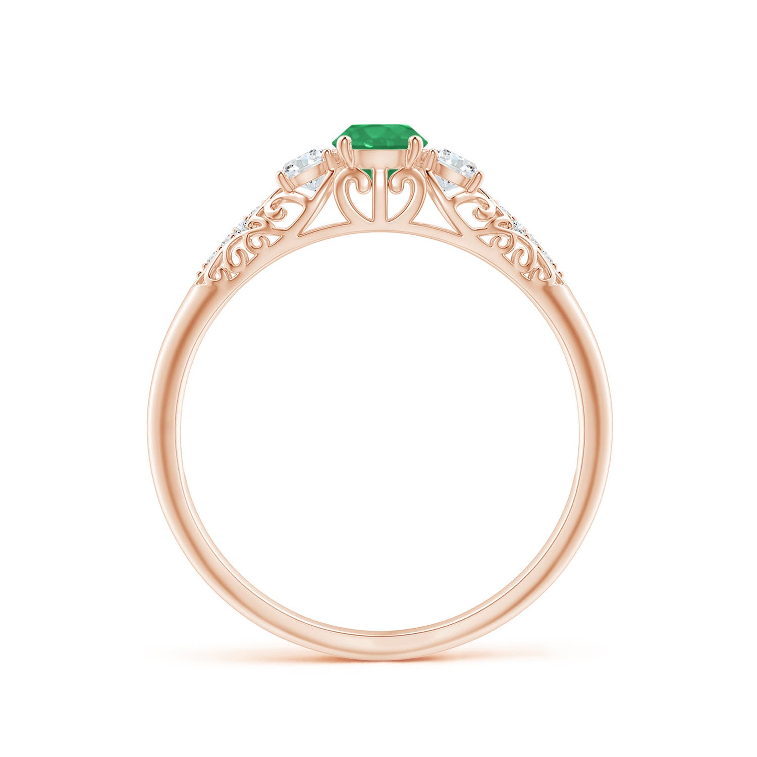 A - Emerald / 0.43 CT / 14 KT Rose Gold