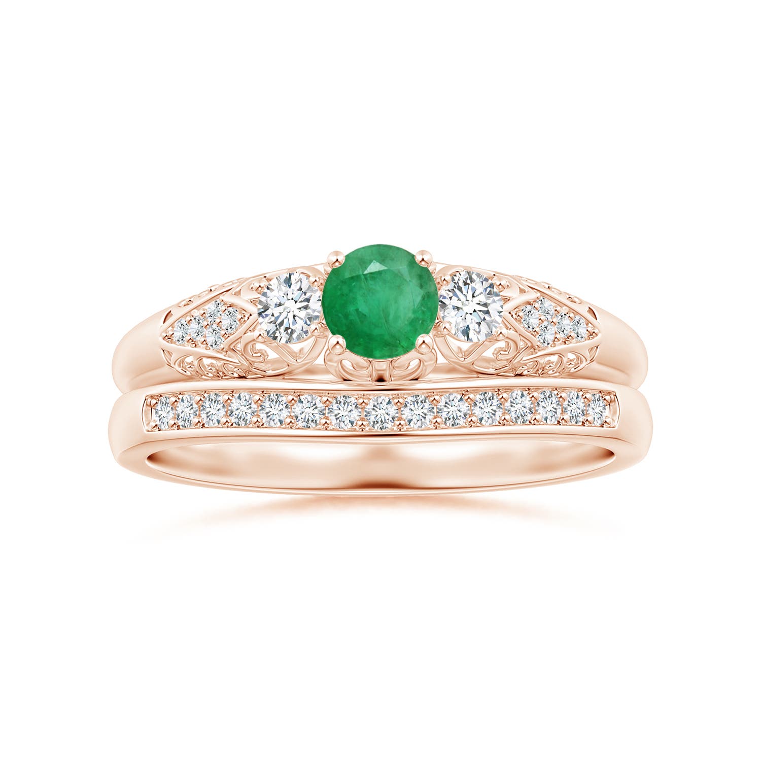 A - Emerald / 0.43 CT / 14 KT Rose Gold