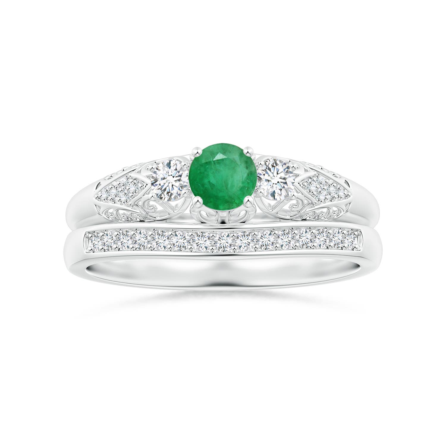 A - Emerald / 0.43 CT / 14 KT White Gold