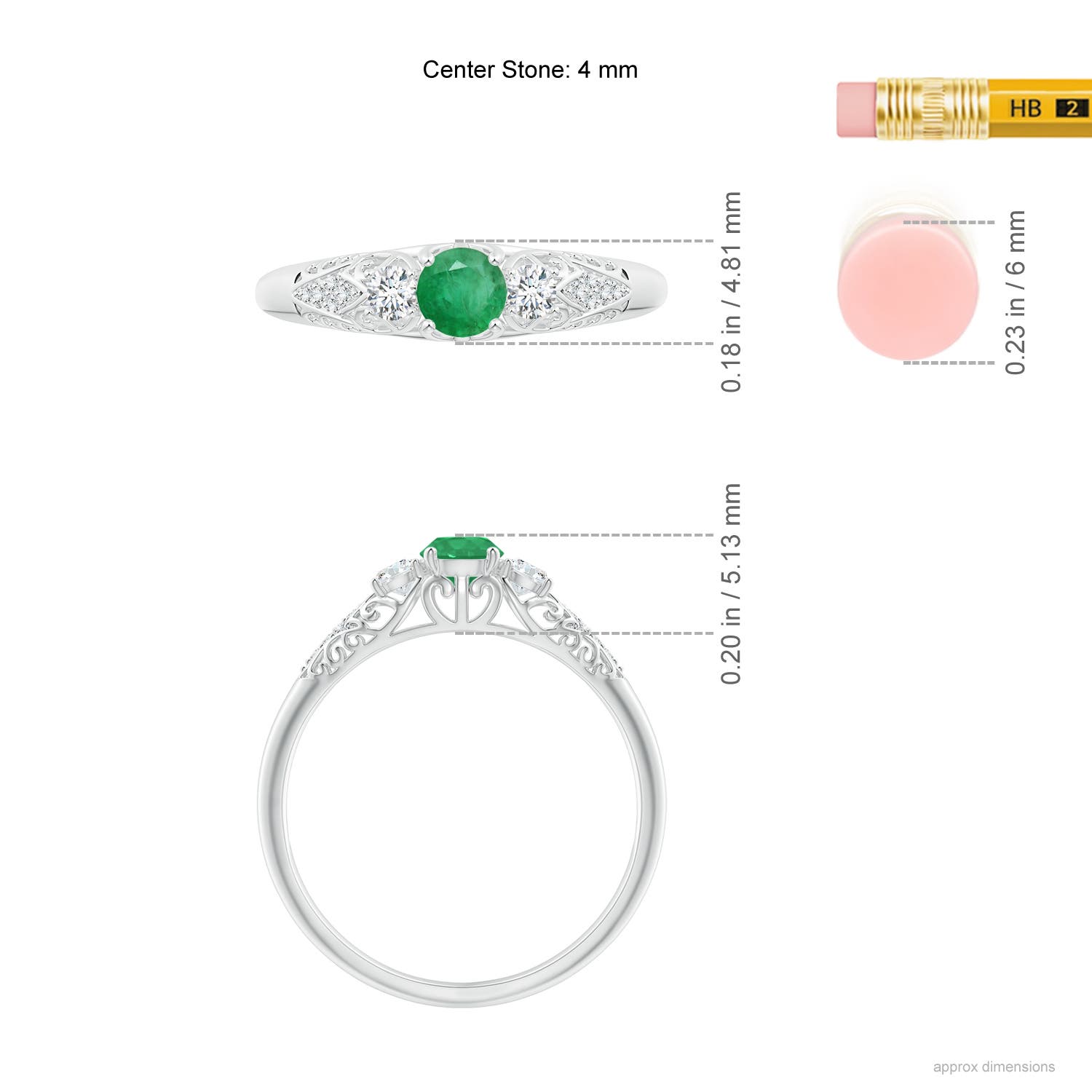 A - Emerald / 0.43 CT / 14 KT White Gold