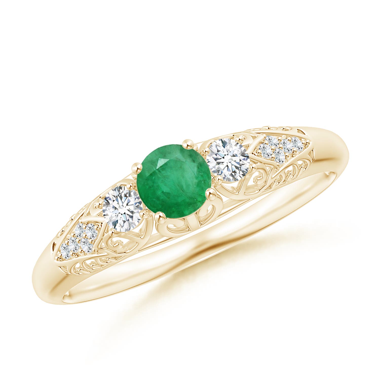 A - Emerald / 0.43 CT / 14 KT Yellow Gold