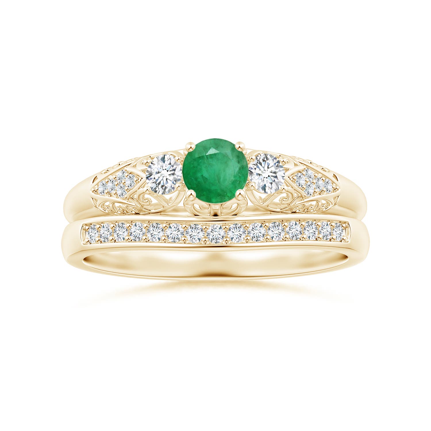 A - Emerald / 0.43 CT / 14 KT Yellow Gold