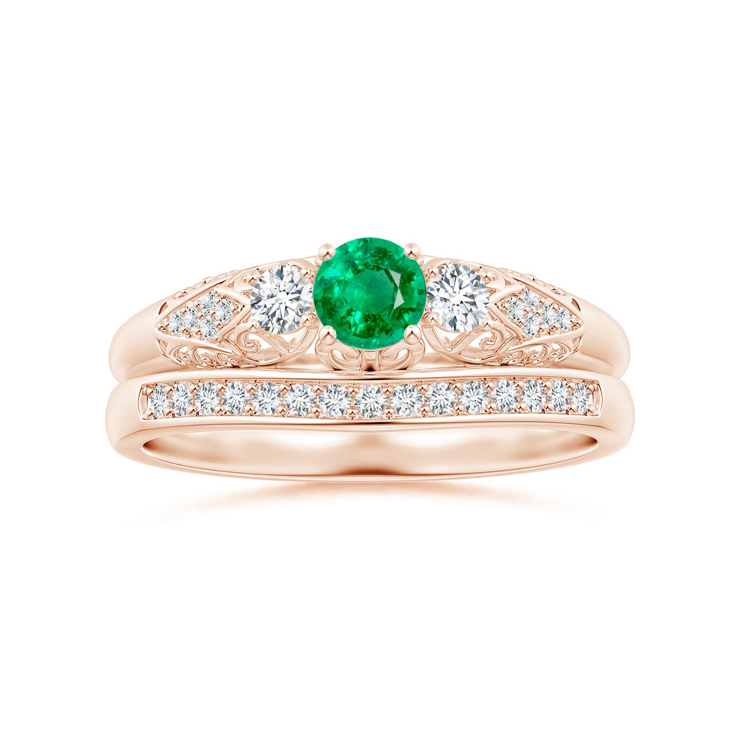 AAA - Emerald / 0.43 CT / 14 KT Rose Gold