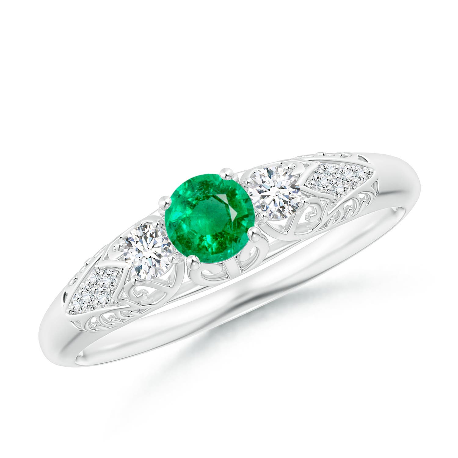 AAA - Emerald / 0.43 CT / 14 KT White Gold