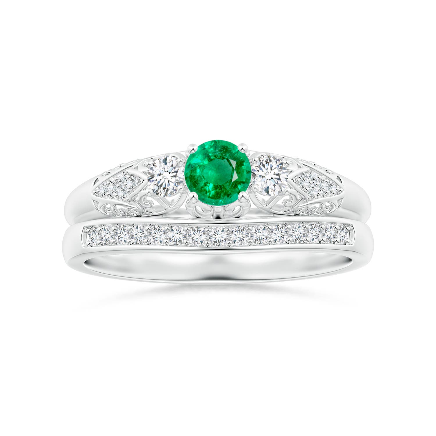 AAA - Emerald / 0.43 CT / 14 KT White Gold