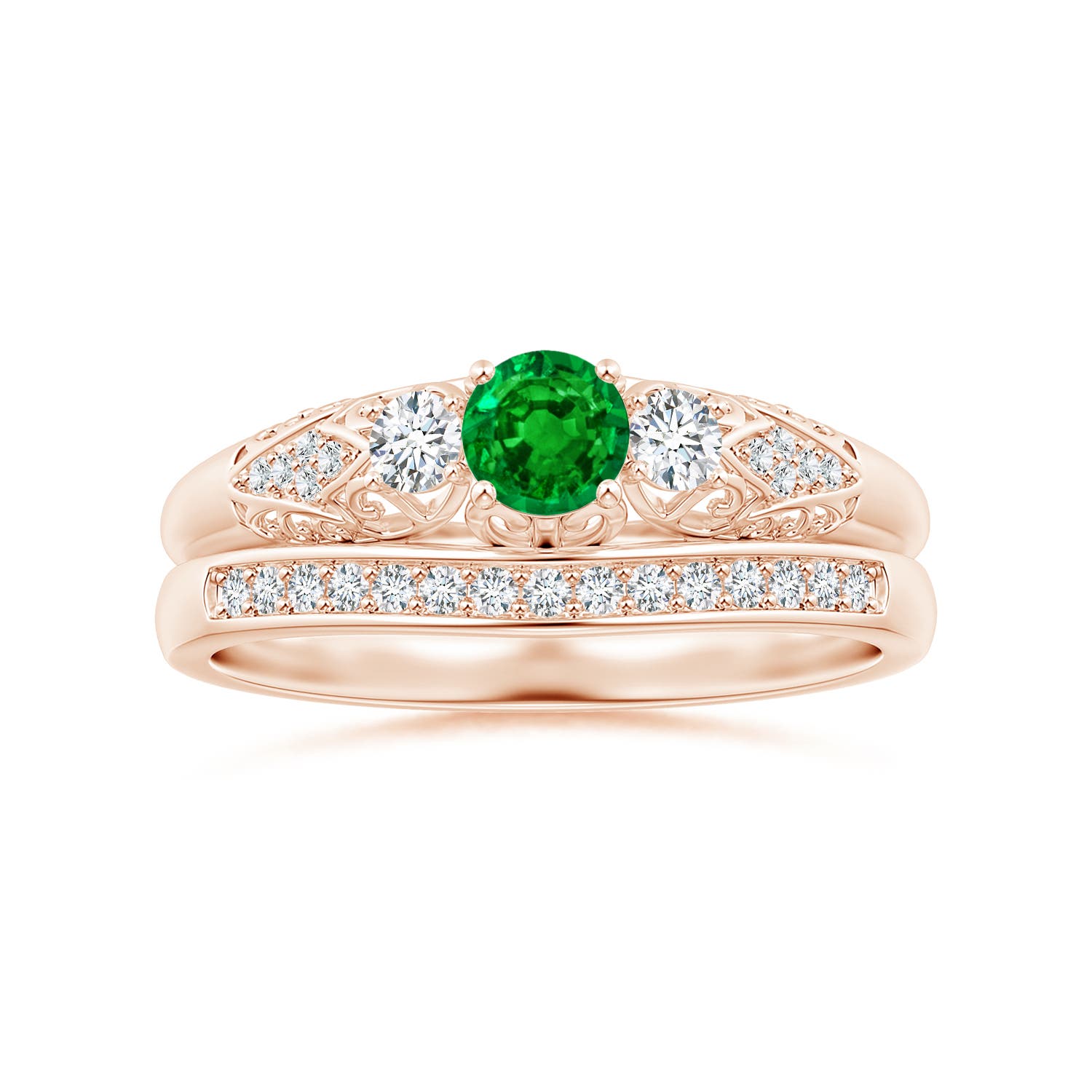 AAAA - Emerald / 0.43 CT / 14 KT Rose Gold