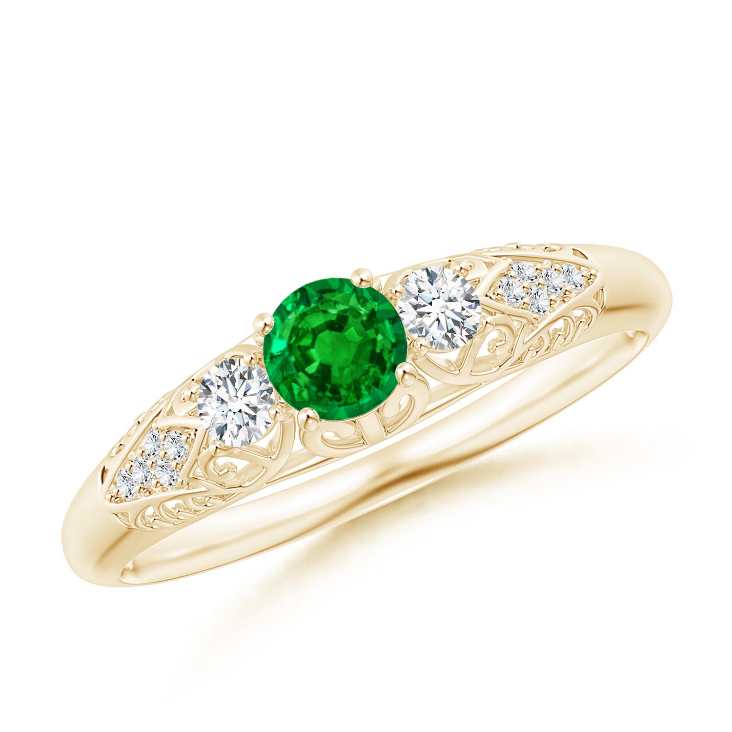 AAAA - Emerald / 0.43 CT / 14 KT Yellow Gold