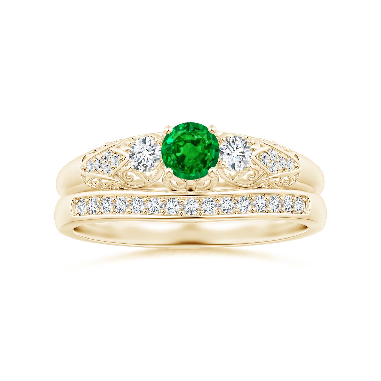 AAAA - Emerald / 0.43 CT / 14 KT Yellow Gold