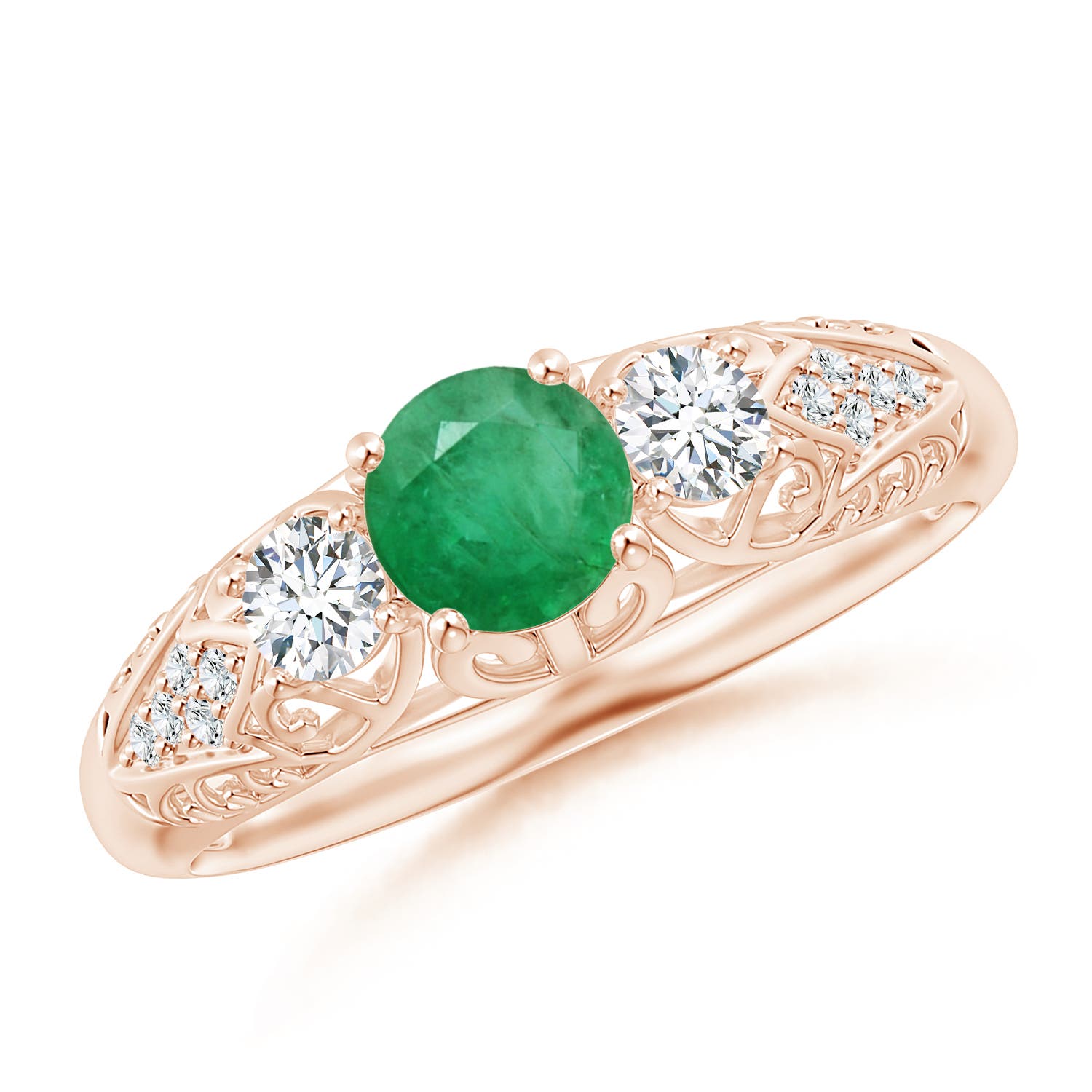 A - Emerald / 0.72 CT / 14 KT Rose Gold