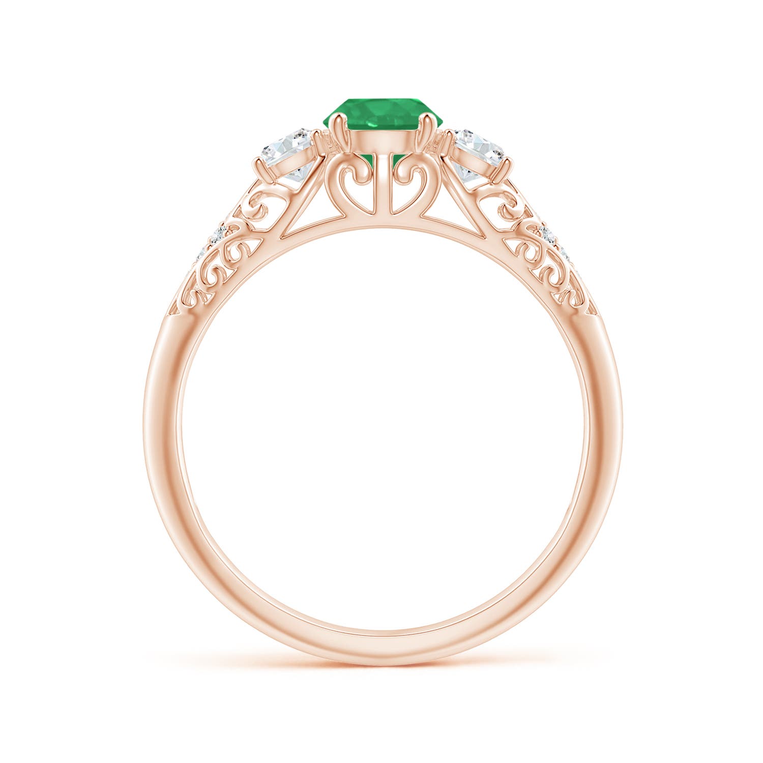 A - Emerald / 0.72 CT / 14 KT Rose Gold