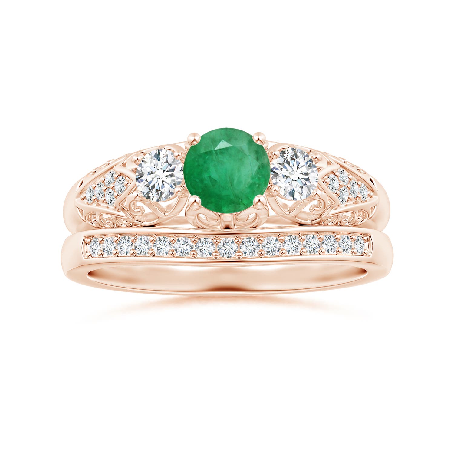 A - Emerald / 0.72 CT / 14 KT Rose Gold