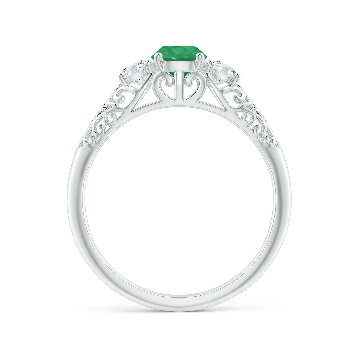 A - Emerald / 0.72 CT / 14 KT White Gold